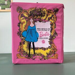 Vintage 1968 Barbie Doll Case No. 1002 Pink with Blue Dress